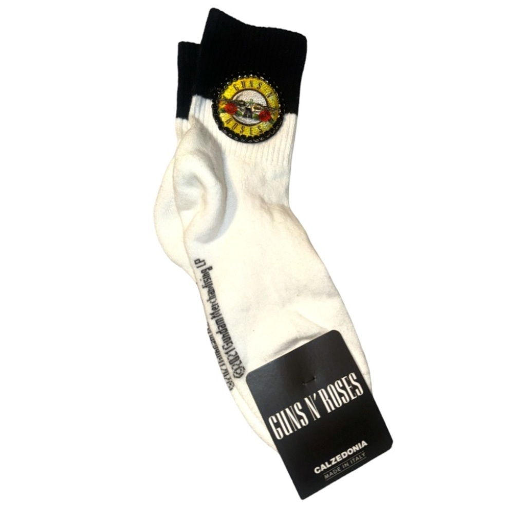 Calzedonia Guns and Roses Rhinestone Logo Socks New in Package